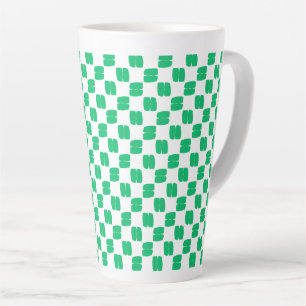 Tasse Latte Carrés pointillés blanc et vert festifs