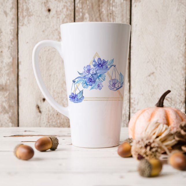 Tasse Latte Carte d'aquarelle Astrologie Zodiac | Monogramme (Créateur téléchargé)