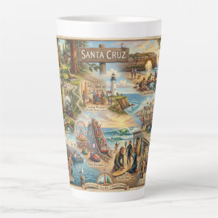 Tasse Latte Carte de l'ambiance de Santa Cruz – Impression d'a