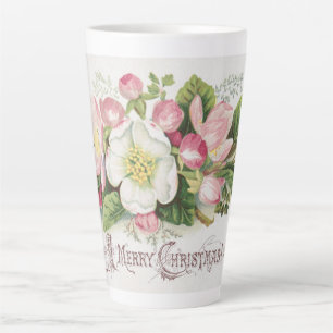 Tasse Latte Carte de Noël rétro vintage, Fleurs de pommier