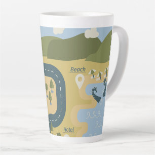 Tasse Latte Carte de voyage de vacances de paysage de dessin a