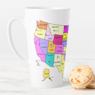Tasse Latte Carte des États-Unis couverte