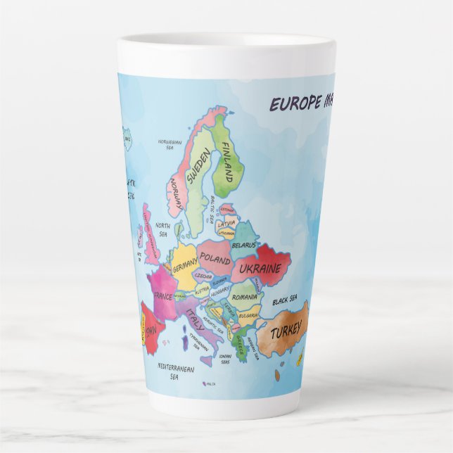 Tasse Latte Carte Europe (Devant)