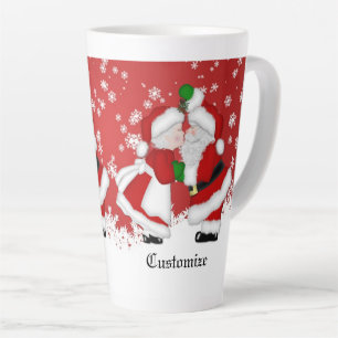Tasse Latte Carte personnalisée Mistletoe Père Noël