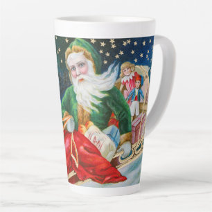 Tasse Latte Carte postale de Noël vintage rétro Père Noël