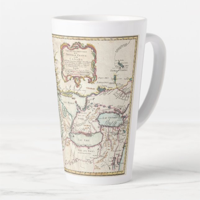 Tasse Latte Carte vintage des Grands Lacs (Angle droit)