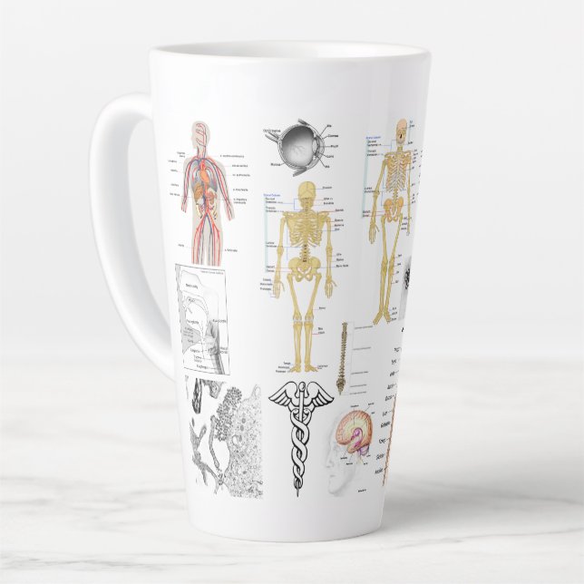 Tasse Latte Cartes Médicales couleur pleine (Angle gauche)