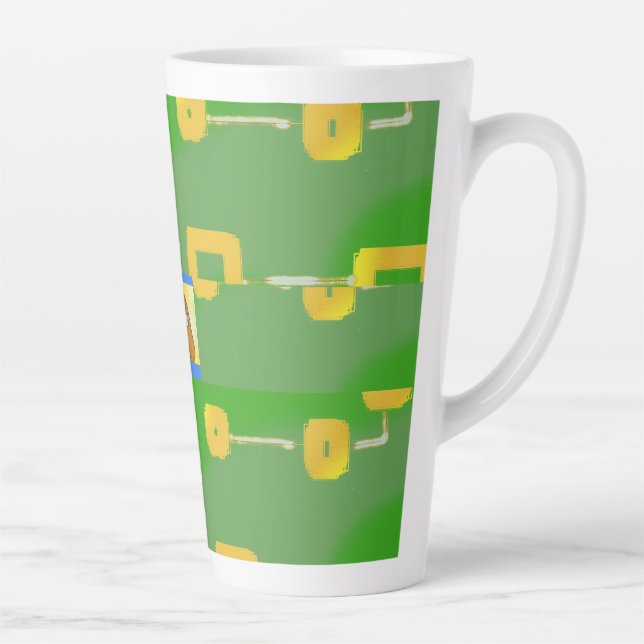 Tasse Latte Carton mignon Jaune Carré Vert (Droite)