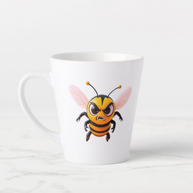 Tasse Latte Cartoon Bee With Scowl (Gauche)