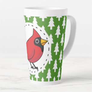 Tasse Latte Cartoon Red Cardinal