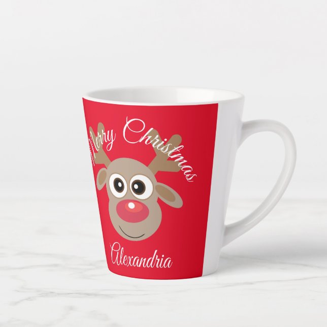 Tasse Latte Cartoon rouge Noir de renne (Droite)