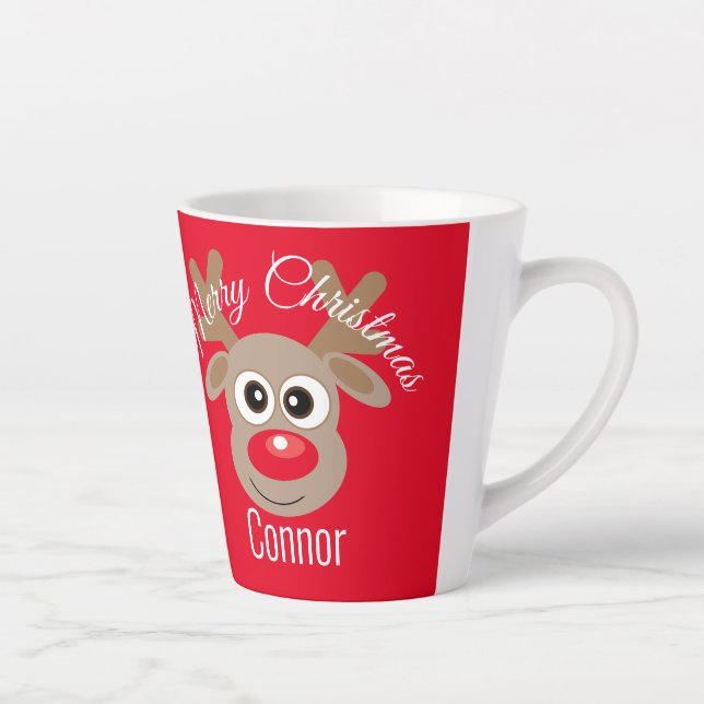 Tasse Latte Cartoon rouge Noir de renne (Droite)