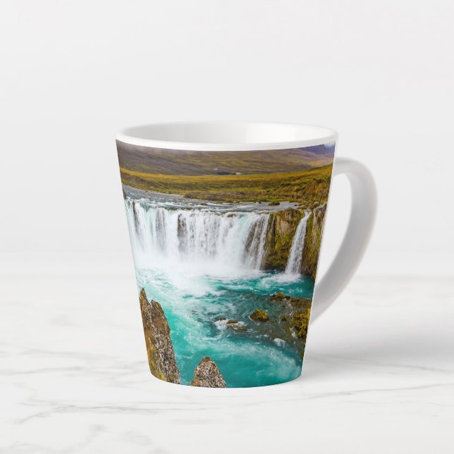 Tasse Latte Cascade de Godafoss, Islande (Angle droit)