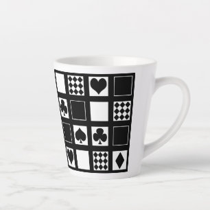 Tasse Latte Casino jouer aux cartes costume coeur croix clubs