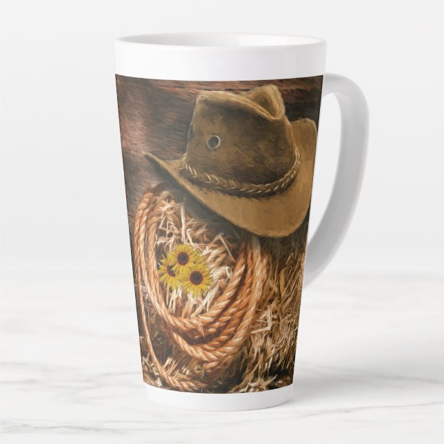 Tasse Latte Casquette Cowboy (Angle droit)