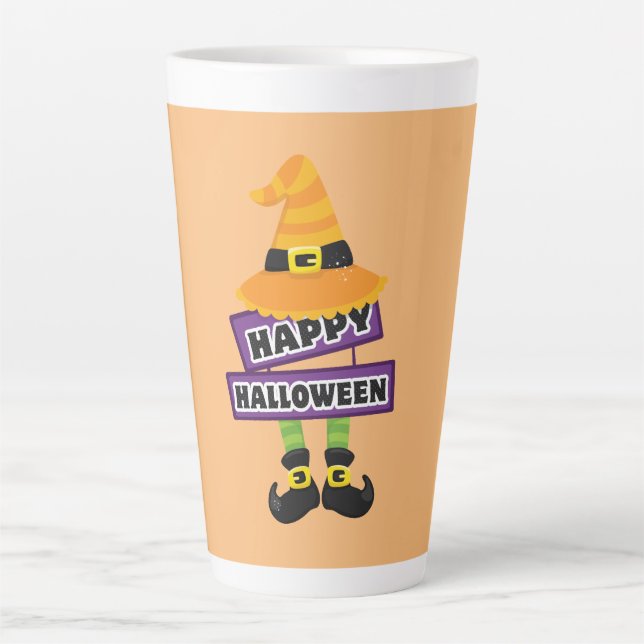 Tasse Latte Casquette de sorcière et Halloween pieds (Devant)
