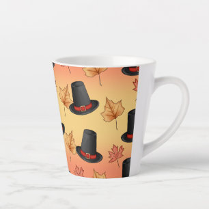 Tasse Latte Casquette magique et feuilles d'automne