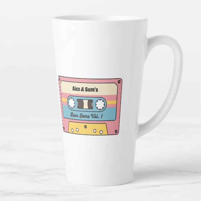Tasse Latte Cassette personnalisé de Jams d'amour – Nom person (Droite)