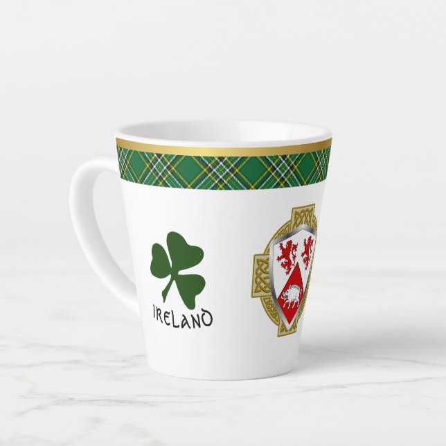 Tasse Latte Cassidy Irish Shield & Tartan Personnalisé (Angle gauche)