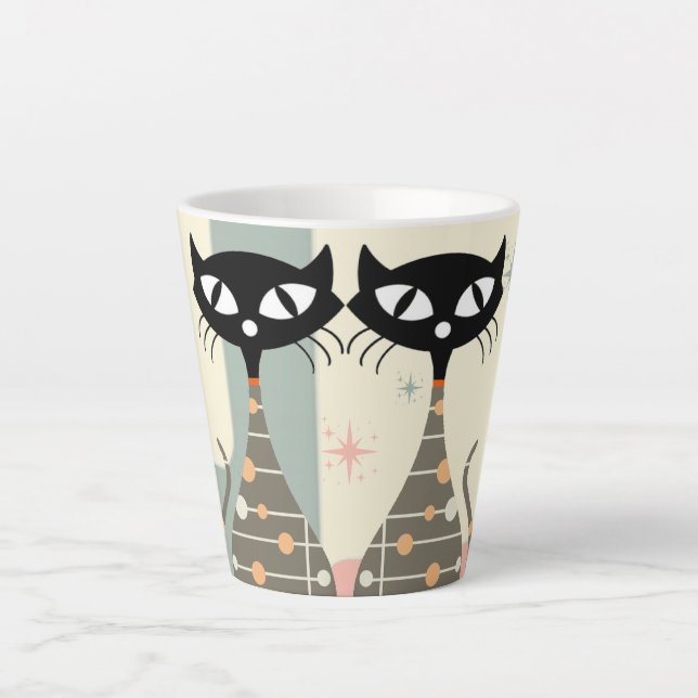 Tasse Latte Cat du milieu du siècle moderne (Devant)