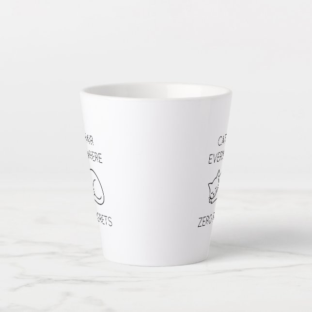 Tasse Latte Cat hair everywhere zero regrets (Devant)