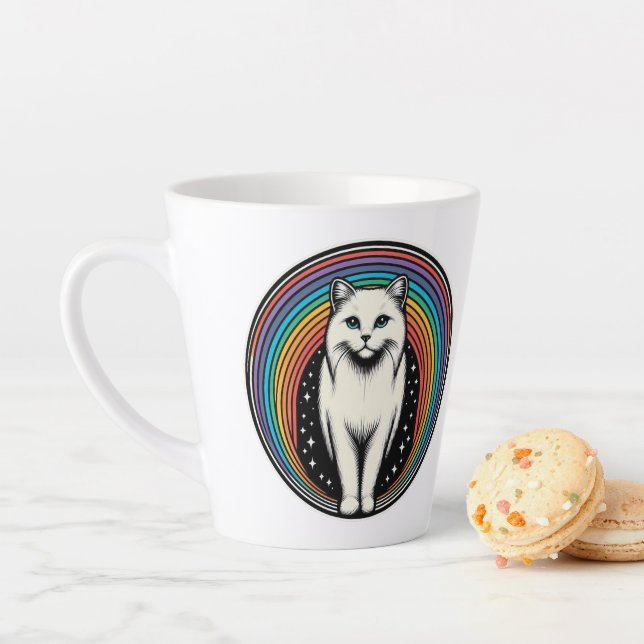 Tasse Latte Cat Raibow (En situation)