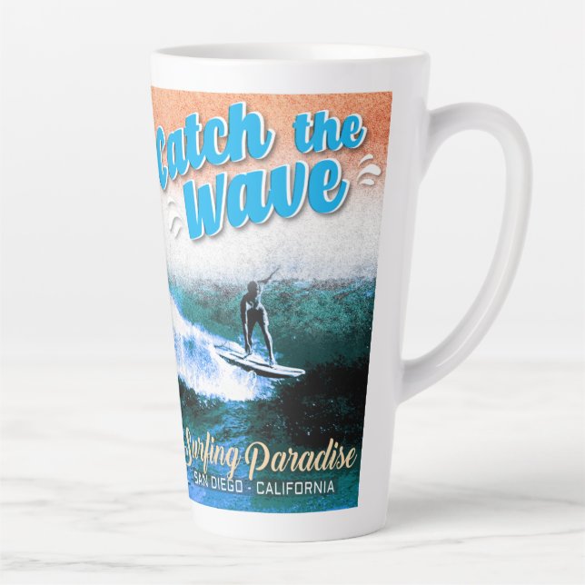Tasse Latte Catch the Wave - Le paradis du surf (Droite)