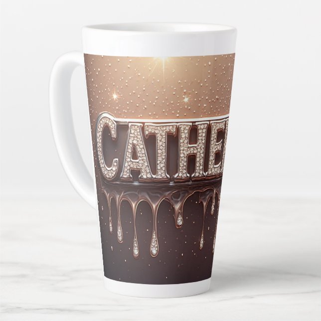 Tasse Latte Catherine Nom en Or Doré (Angle gauche)