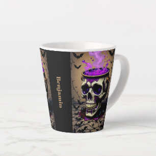 Tasse Latte Cauldron d'Halloween gothique foncé