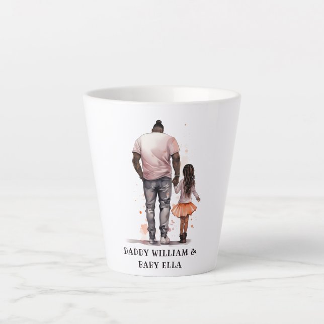 Tasse Latte Caution père et fille noire (5) (Devant)