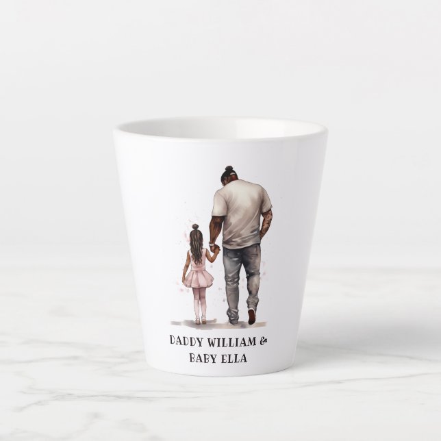 Tasse Latte Caution père et fille noire (6) (Devant)
