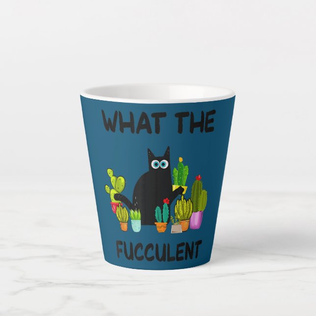 Tasse Latte Ce Fucculte Plante Femme Drôle Cactus Chat (Devant)