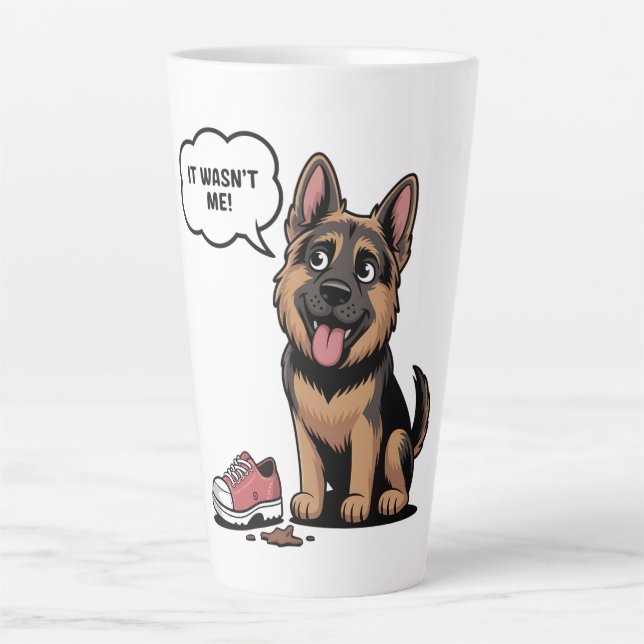 Tasse Latte Ce n'était pas moi Mignon Chien Allemand Destructe (Devant)