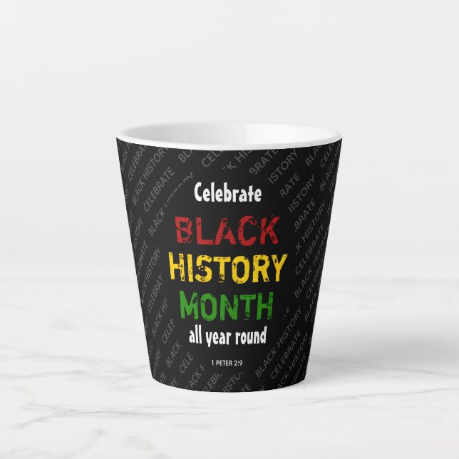 Tasse Latte CÉLÉBRER L'HISTOIRE NOIRE Motivation (Devant)