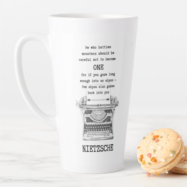Tasse Latte Celui qui combat MONSTERS cite Nietzsche (En situation)