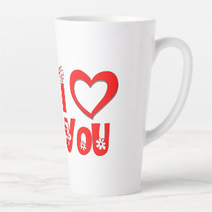 Tasse Latte Céramique Élégant Je T'Aime Minimaliste Rouge