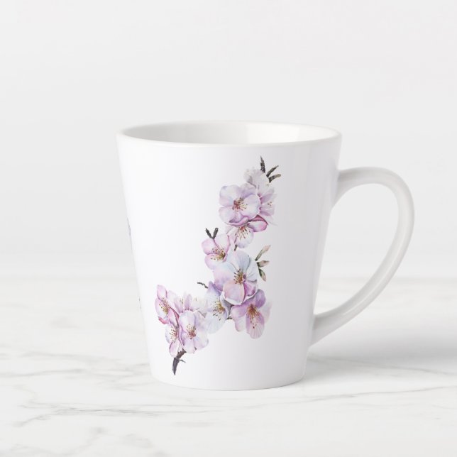 Tasse Latte Céramique Fleurs de Cerisier Roses (Droite)