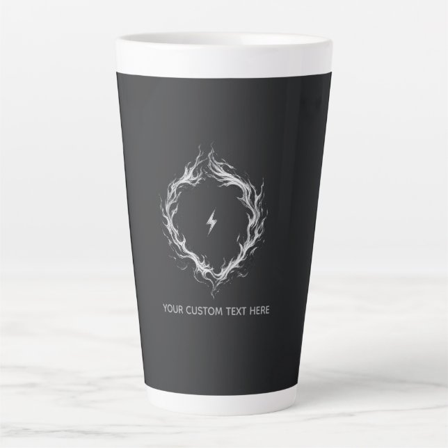 Tasse Latte Cercle d'énergie abstrait – Texte personnalisable (Devant)