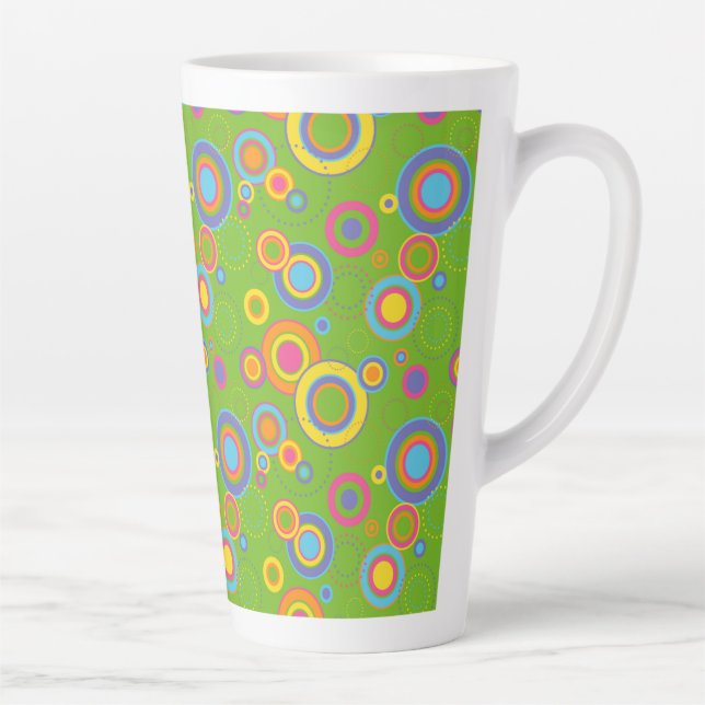 Tasse Latte Cercles mods rétro sur vert (Droite)