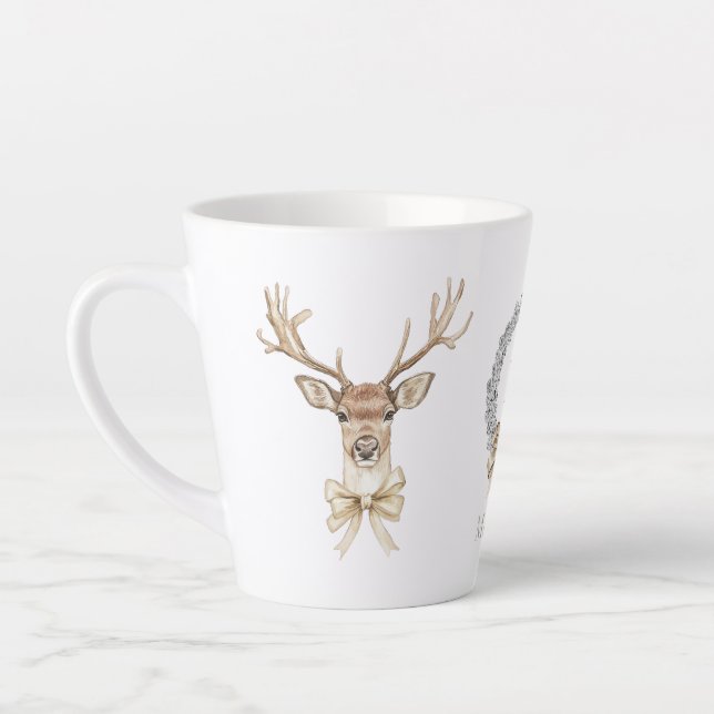 Tasse Latte Cerf avec Noël Ruban  (Gauche)