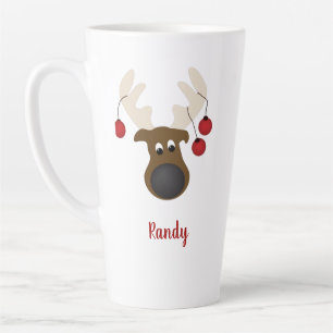 Tasse Latte Cerf de rennes de Noël Personnalisé 17oz