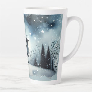 Tasse Latte Cerf Nuit d'Hiver Étoilée