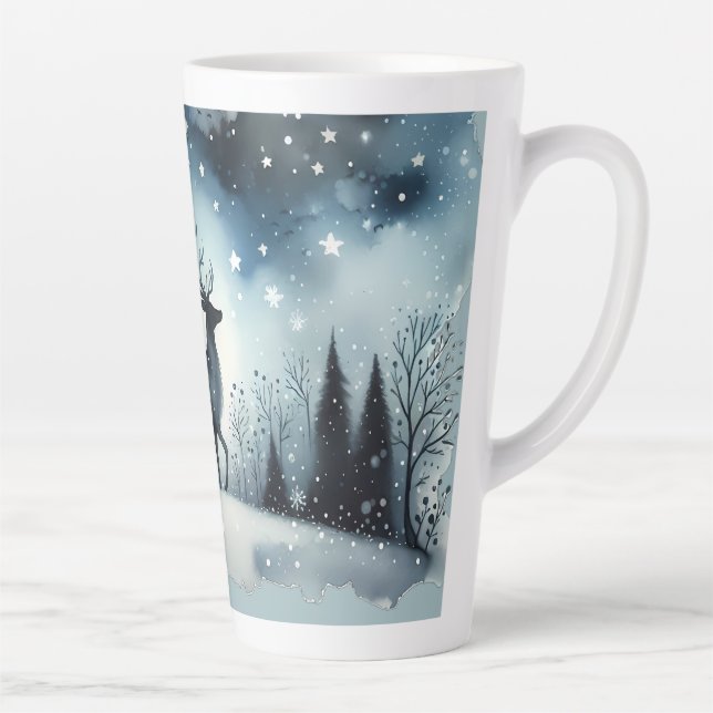 Tasse Latte Cerf Nuit d'Hiver Étoilée (Droite)