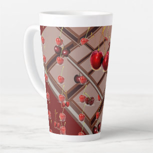 Tasse Latte Cerises au Chocolat Rouge