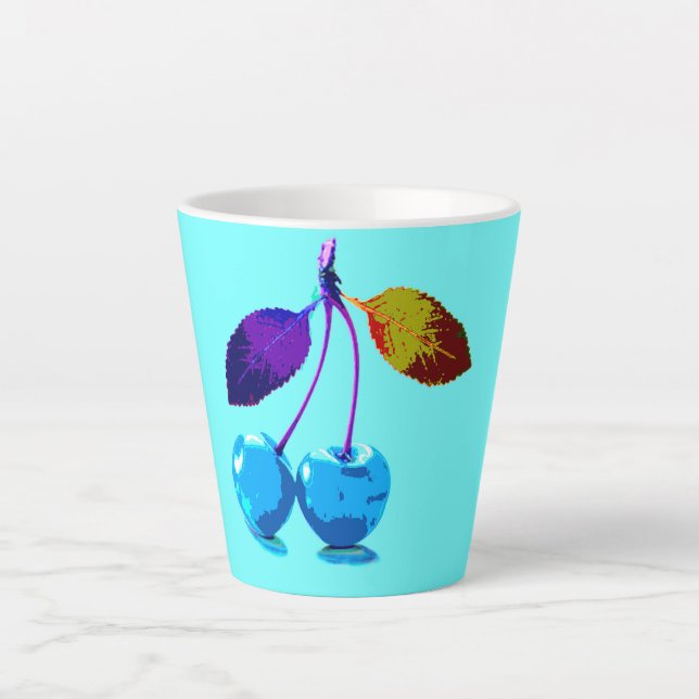 Tasse Latte Cerises bleues vives (Devant)