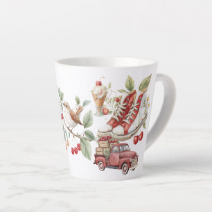 Tasse Latte Cerises Douces d'Été