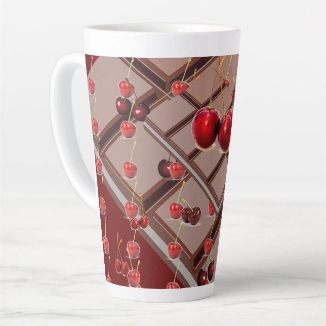 Tasse Latte Cerises rouges au chocolat (Angle gauche)