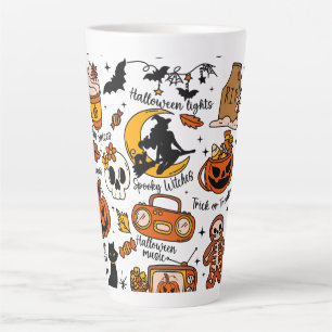 Tasse Latte 'C'est la saison Halloween Doodles
