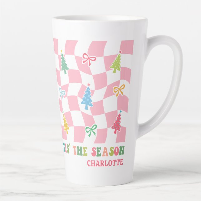 Tasse Latte C'Est La Saison Super Pink Coquette Nom De Noël (Droite)