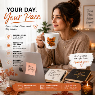 Tasse Latte C'est L'heure De Partir, N'attendez Personne, Moti
